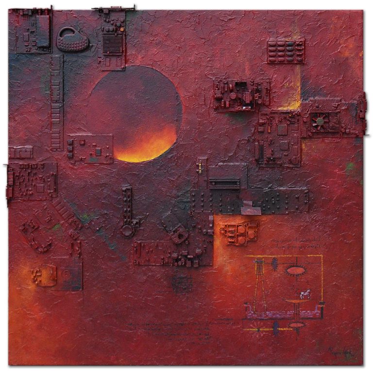 A Reference to the History of Science, 100 x 100 cm, oil and mixed media on canvas mounted on panel, 2011, private collection