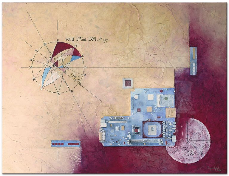 For Those Who Contribute To Science, 79 x 104 cm, oil and mixed materials on paper mounted on panel, 2018