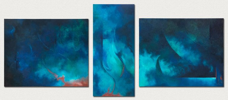 Pre-existence, triptych, total size 200 x 520 cm, oil on canvas, 2010, private collection