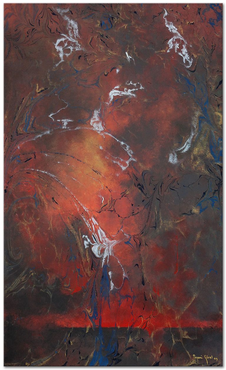 Pre-existing 01, 100 x 60 cm, acrylic and marbling on canvas, 2009, private collection