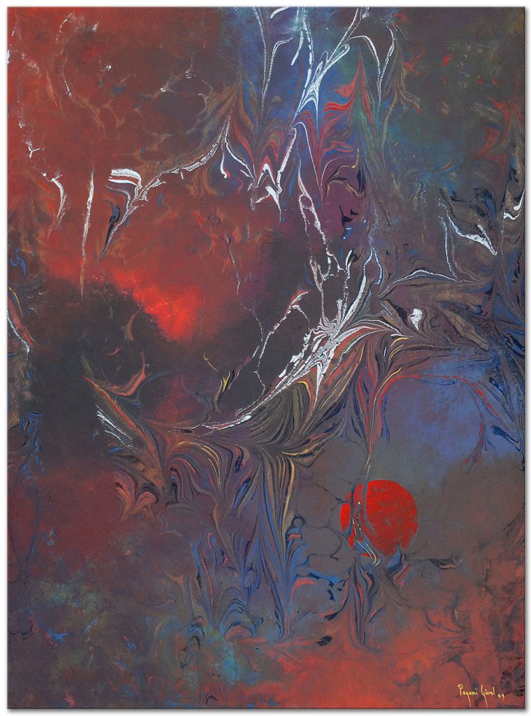 Pre-existing 02, 100 x 74 cm, acrylic and marbling on canvas, 2009, private collection